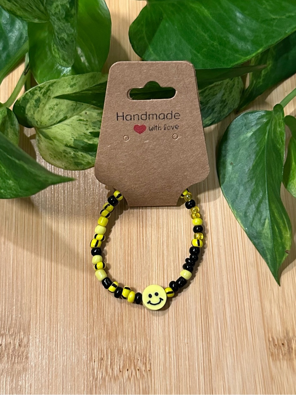 😊✨ Smiley Face Stretchy‎ Beaded Bracelet | Handmade | Clay Smiley Face Charm 😊